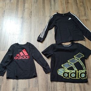 Adidas Kids Black Tees with Red and Yellow Logos